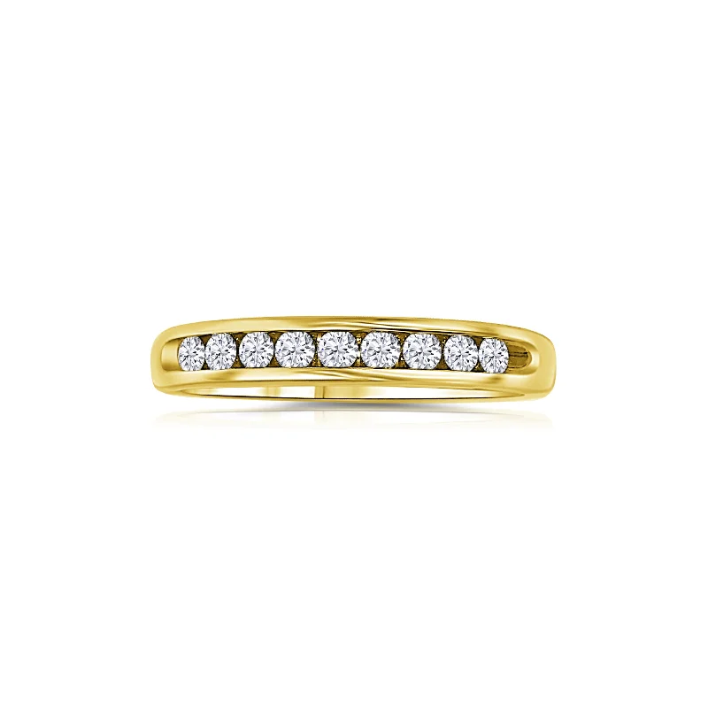 14K Yellow Gold Round Diamond Channel Diamond Band