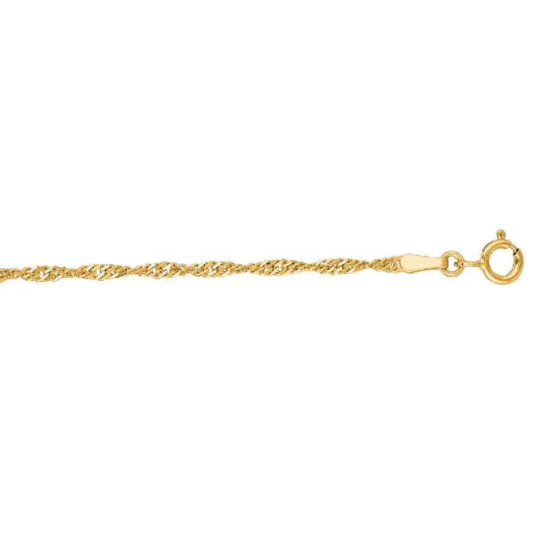 Women’s gold necklaces-10k Yellow Gold 16 Inch Classic Singapore Chain with Lobster Clasp 030LSING-16