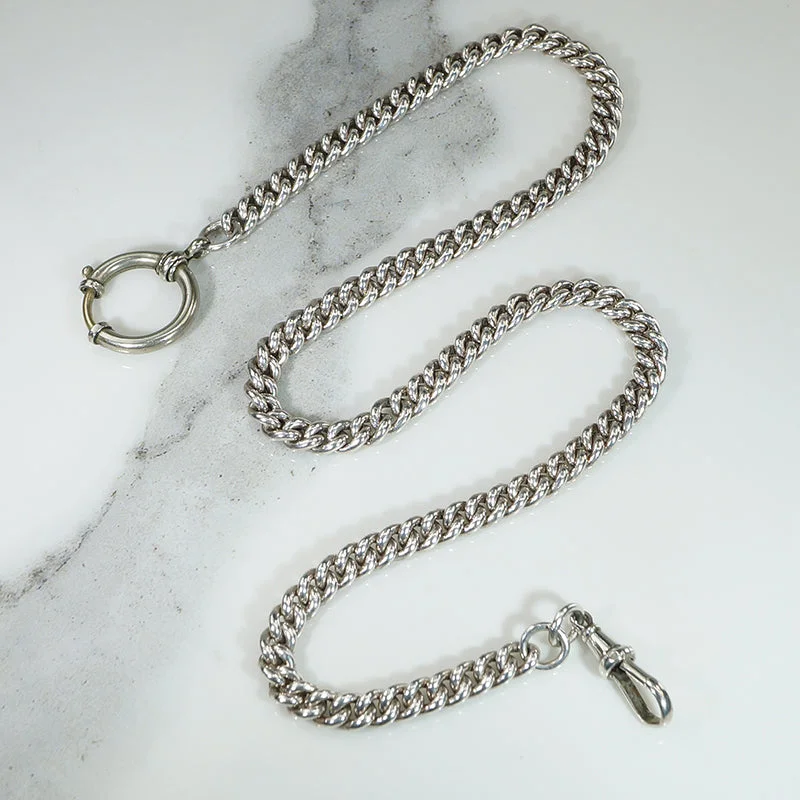 Women’s delicate necklaces-Slinky Sterling Curb Chain with Hook & Oversized Bolt