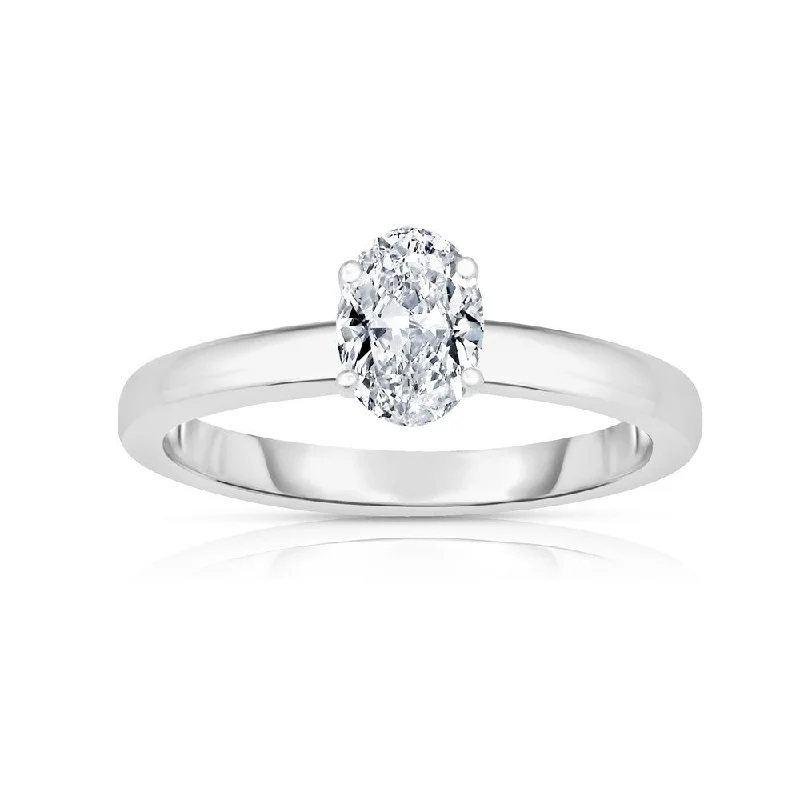 Women’s heart-shaped diamond engagement rings-14K WHITE GOLD OVAL DIAMOND SEMI-MOUNT WITH 0.53 CARAT TOTAL WEIGHT IJ COLOR SI2 CLARITY