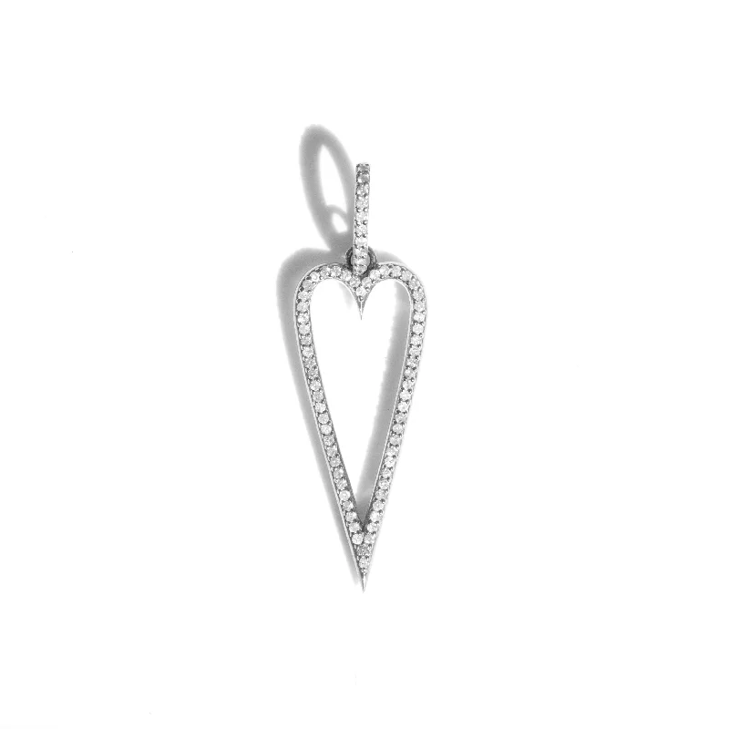 Women’s charm necklaces-Double Sided Cut Out Diamond Heart Pendant  P0001013