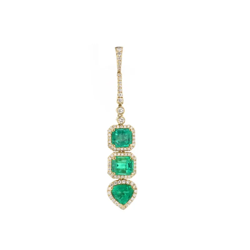 Women’s cubic zirconia necklaces-Emerald & Diamond Pendant