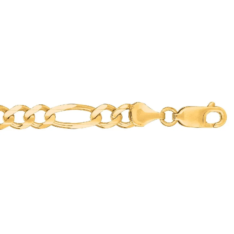 14kt 18" Yellow Gold Diamond Cut Alternate 3+1 Classic Figaro Chain with Lobster Clasp FIG140-18