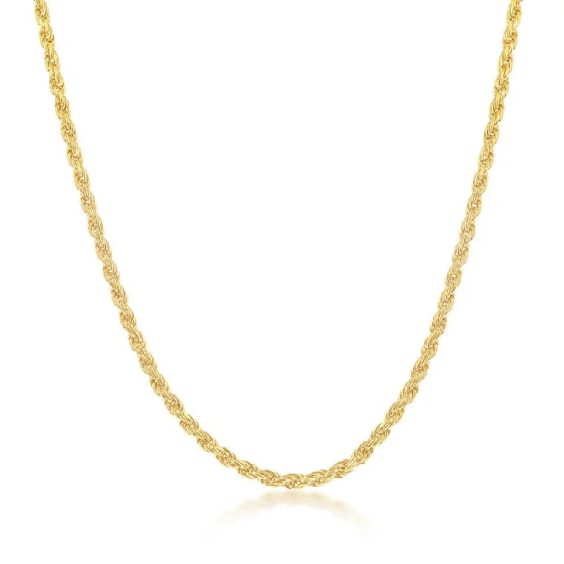 Women’s charm and bead necklaces-Sterling Silver 1.5mm Rope Chain - Gold Plated