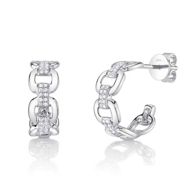 Women’s classic diamond earrings-0.13CT DIAMOND LINK HUGGIE EARRING