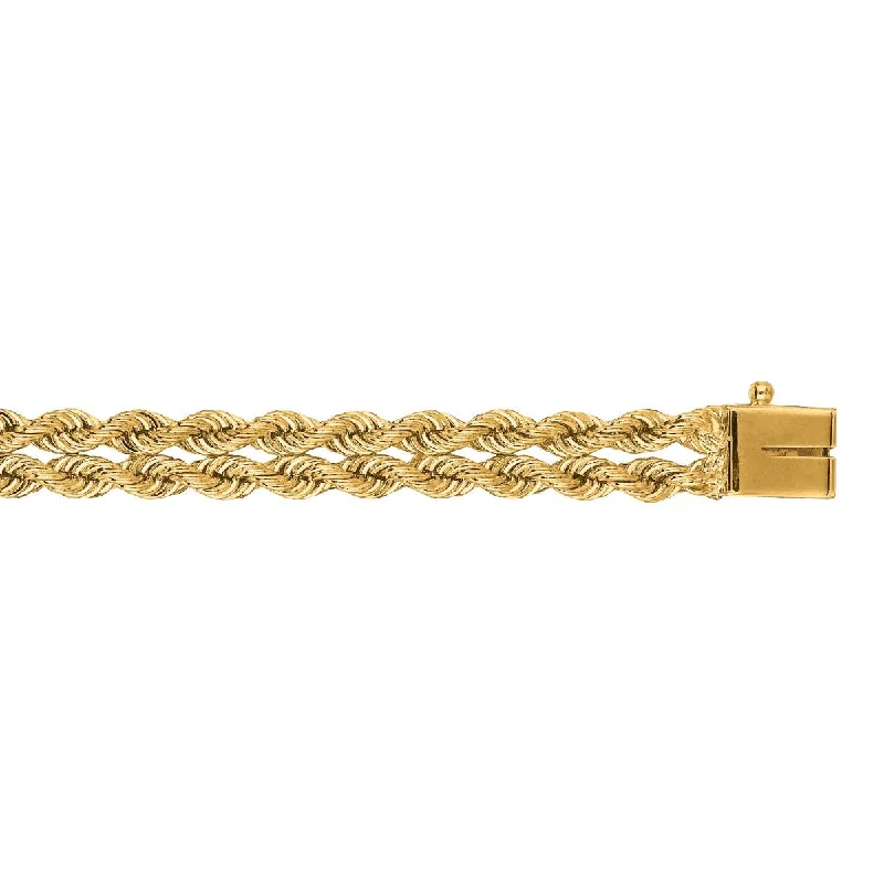 14kt 7" Yellow Gold Diamond Cut Multi Line Rope Chain with Box Catch Clasp DB023-07