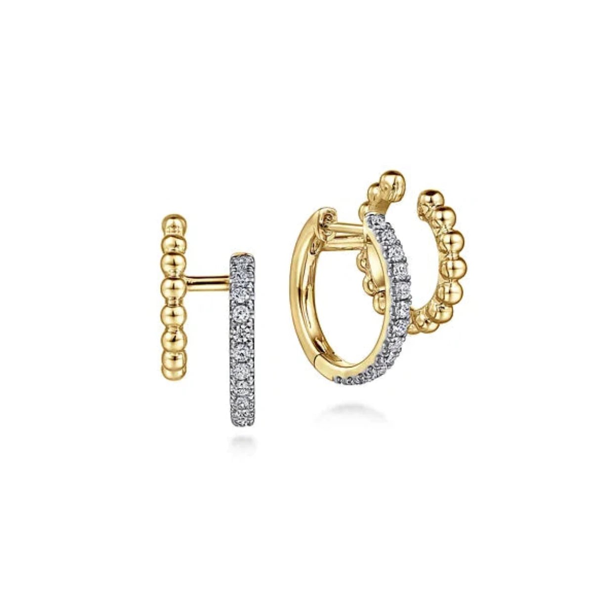 Women’s heart-shaped earrings-14K Y Gold 0.35ctw Diamond Huggie Cuff Earring