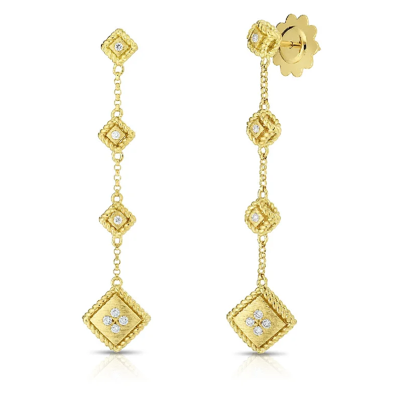 Women’s dangle earrings-18K Palazzo Ducale Satin 2 Drop Earring with Diamond Accent