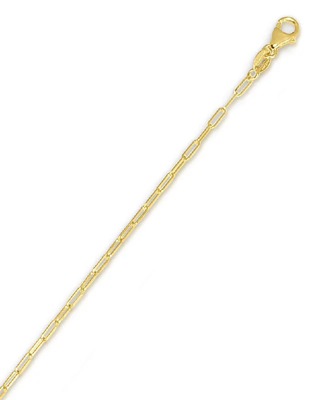 Women’s rose gold necklaces-14kt Yellow Gold 1.5mm Polished Paperclip Paper Clip Chain with Lobster Clasp PCLIP035