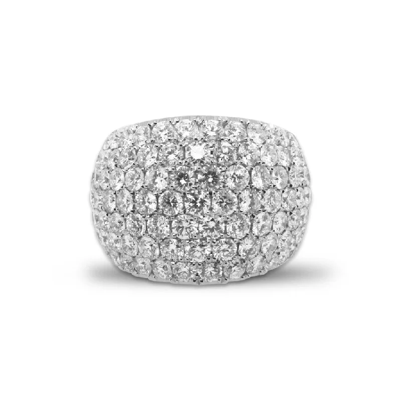 14k White Gold Domed Pave Diamond Band