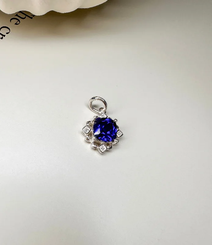 Women’s birthstone pendant necklaces-Velani Jewelry Sapphire and Diamonds Sterling Silver Pendant