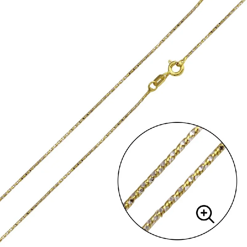 Women’s wedding necklaces-Silver 925 Gold Plated Round Snake DC Chain 0.8mm - CH361 GP