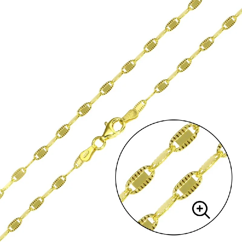 Women’s fashion chain necklaces-Gold Plated 925 Sterling Silver DC Edge Confetti Chain 2.6mm - CH367 GP