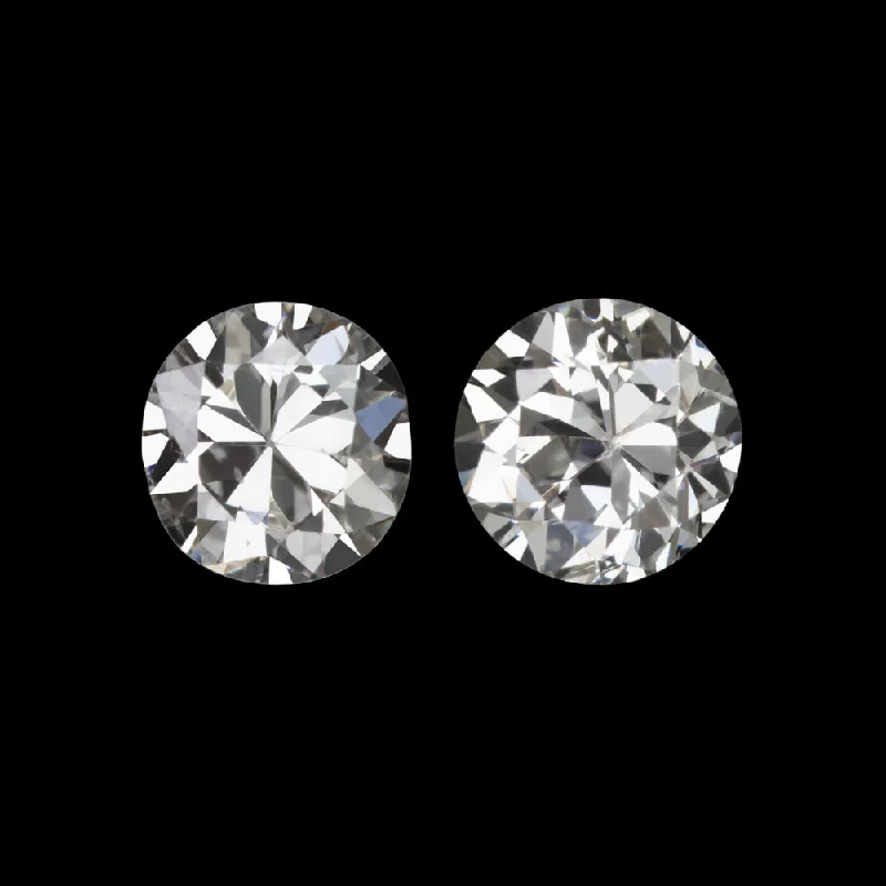 Women’s nature-inspired earrings-0.53ct VINTAGE TRANSITIONAL CUT DIAMOND STUD EARRING PAIR G SI 1/2 CARAT NATURAL