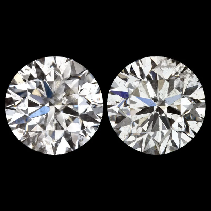 Women’s classic diamond earrings-2 CARAT VERY GOOD ROUND BRILLIANT CUT DIAMOND STUD EARRING MATCHING PAIR NATURAL