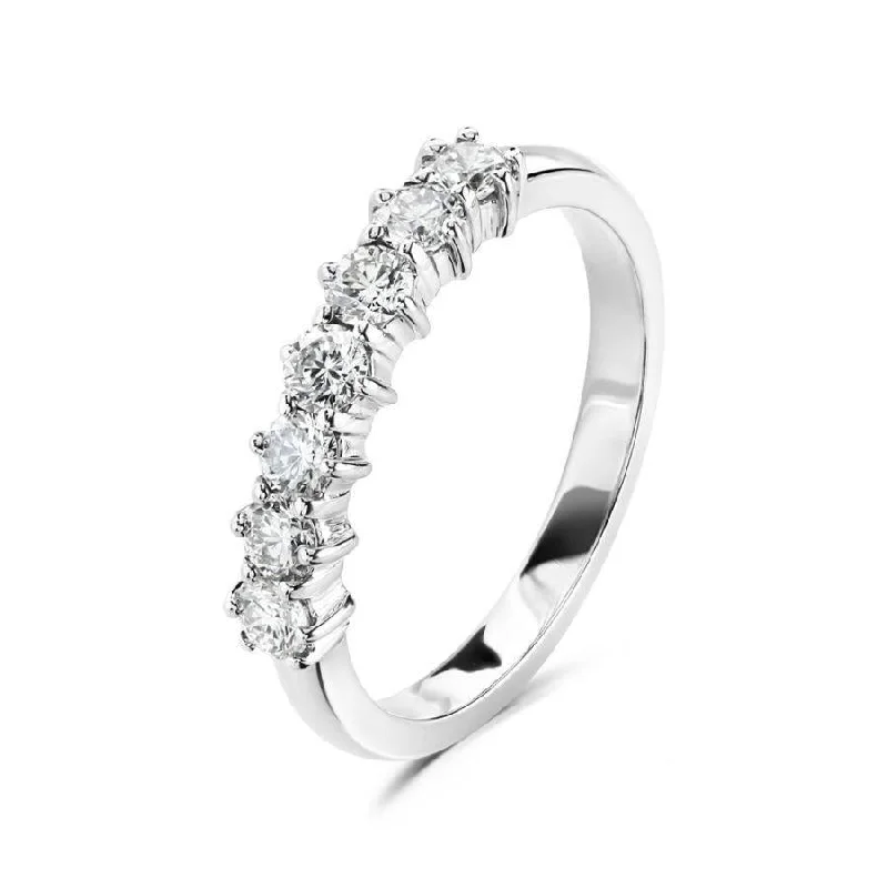 0.62ct 7-Round Brilliant Cut Diamond Claw Set Half Eternity 18ct White Gold Band