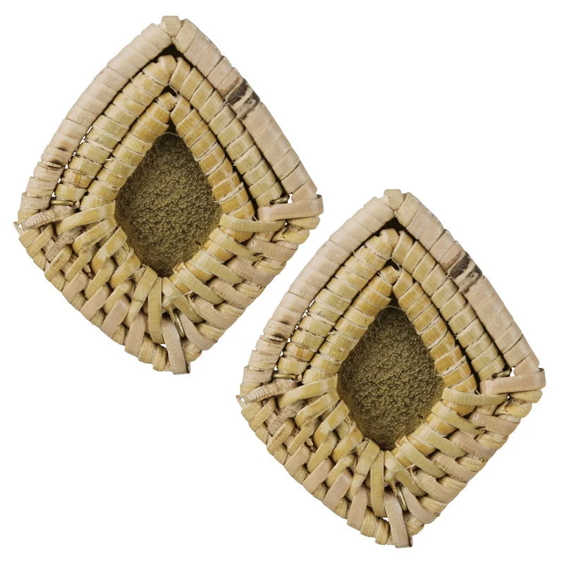 Women’s trendy earrings-Biscayne Rattan Diamond Post Earring