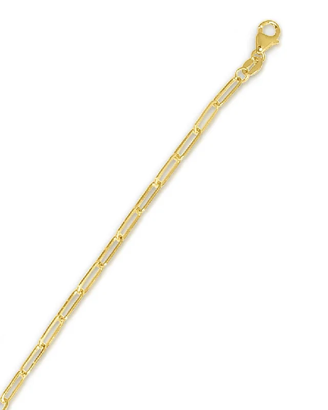 Women’s birthstone necklaces-14kt Yellow Gold 2.5mm Polished Paperclip Paper Clip Chain with Lobster Clasp PCLIP060