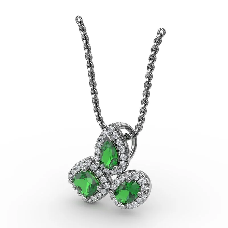 Women’s vintage necklaces-Never Dull Your Shine Emerald and Diamond Pendant P1679E