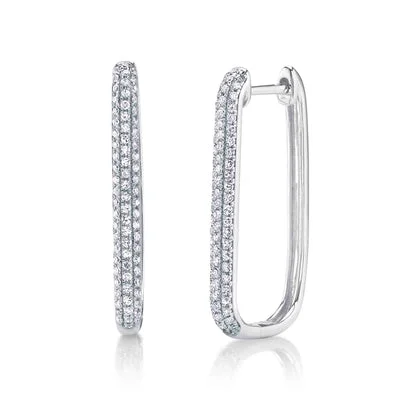 Women’s hand-made earrings-0.41CT DIAMOND OVAL HOOP EARRING