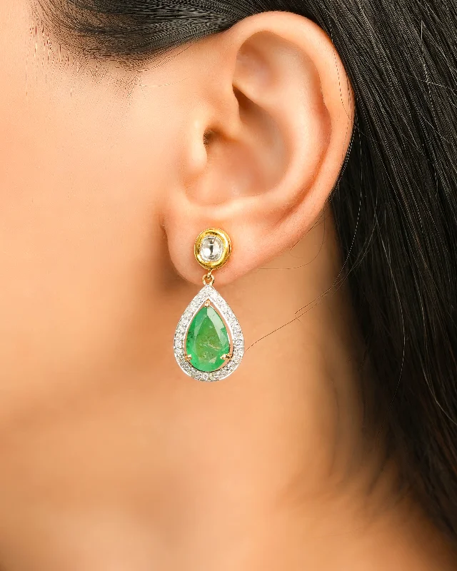 Women’s classic earrings-Netika Polki And Diamond Long Earring