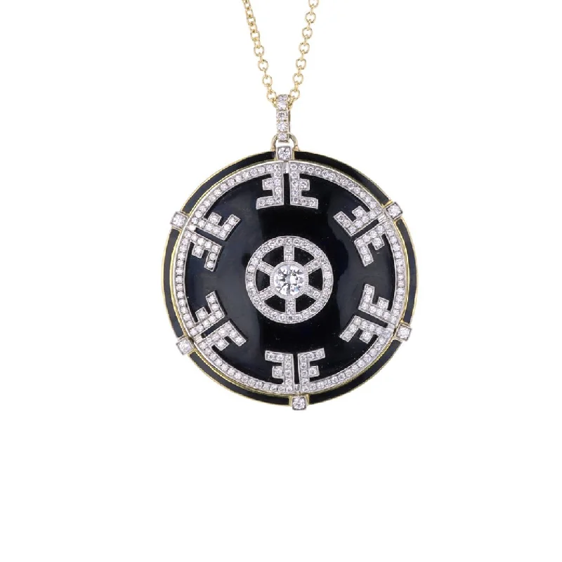 Women’s two-tone necklaces-2.0 ctw Diamond Enamel Pendant