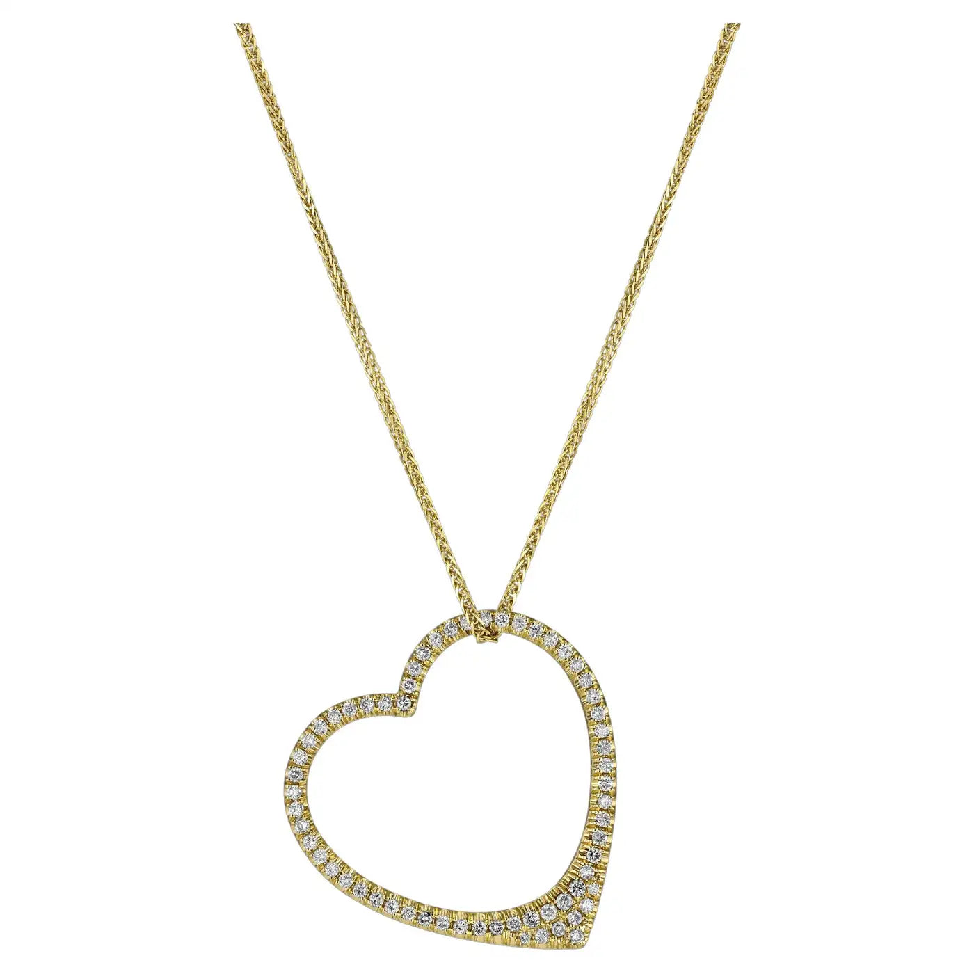 Women’s heart-shaped gold necklaces-Open Heart Diamond Pendant