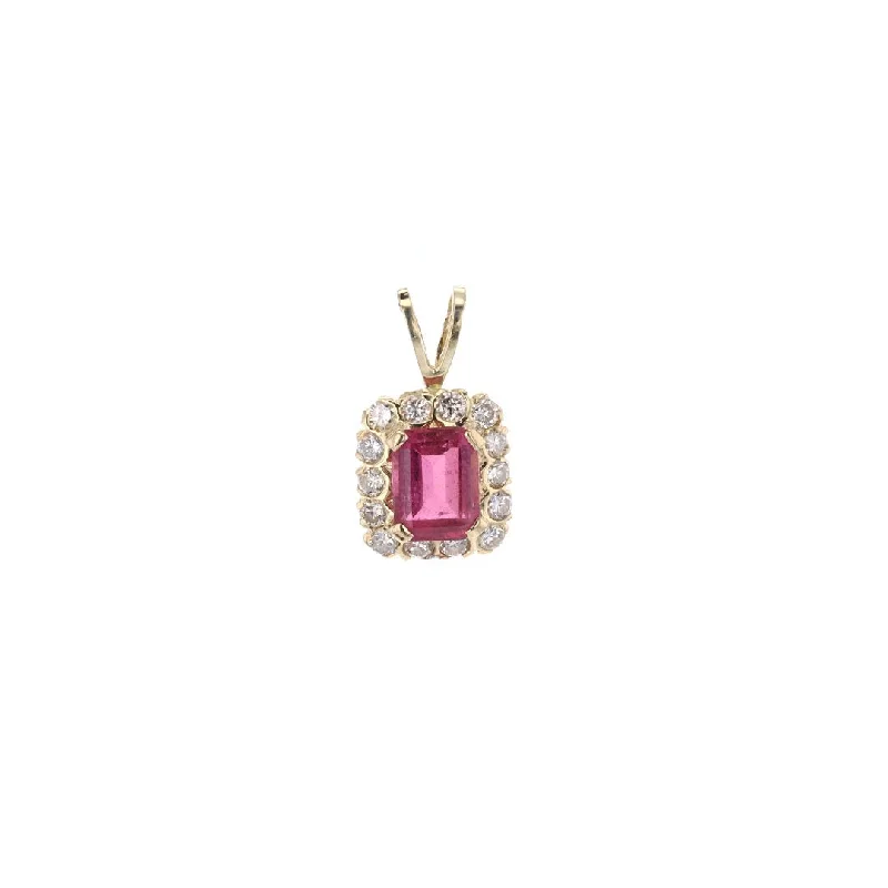 Women’s gemstone pendant necklaces-Tourmaline & Diamond Pendant