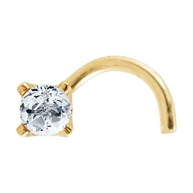 14K Yellow .015 CT (1.5mm) Natural Diamond 22 Gauge Curved Nose Stud