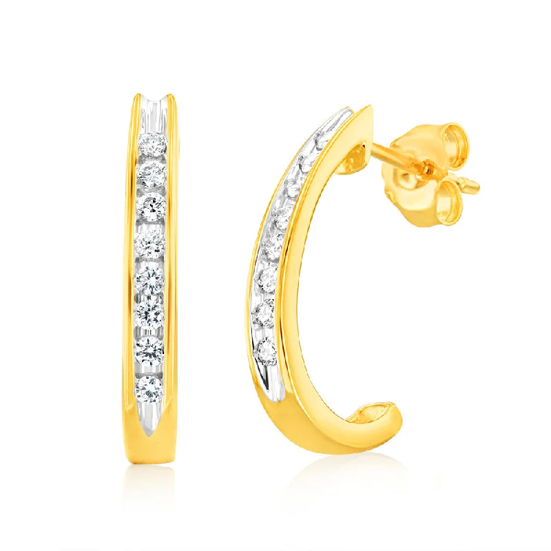 Women’s adjustable earrings-1/4 Carat Luminesce Lab Grown Half Hoop Diamond Earring in 9ct Yellow Gold