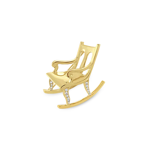 Gold & Diamond Rocking Chair Pin