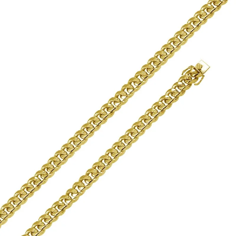 Women’s charm and bead necklaces-Gold Plated 925 Sterling Silver Miami Cuban 350 Chain Box Lock 11.8mm - CH444 GP