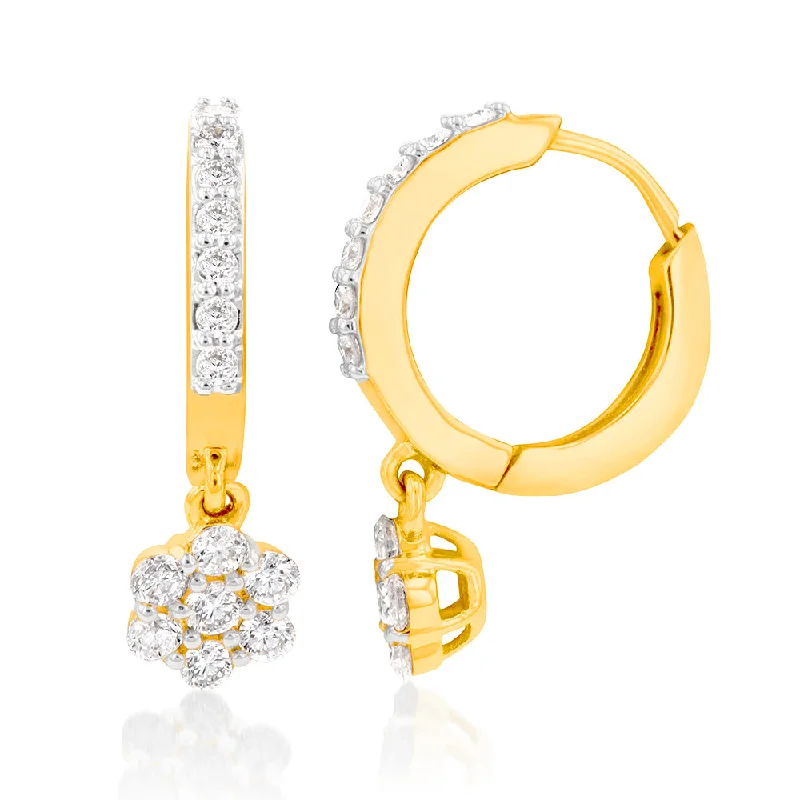 Women’s luxury gemstone earrings-Luminesce Lab Grown 1/2 Carat Diamond Drop Earring in 9ct Yellow Gold