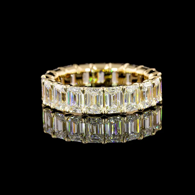 14K Yellow Gold Lab Grown Emerald Diamond Eternity Band 5.10CTW EB545