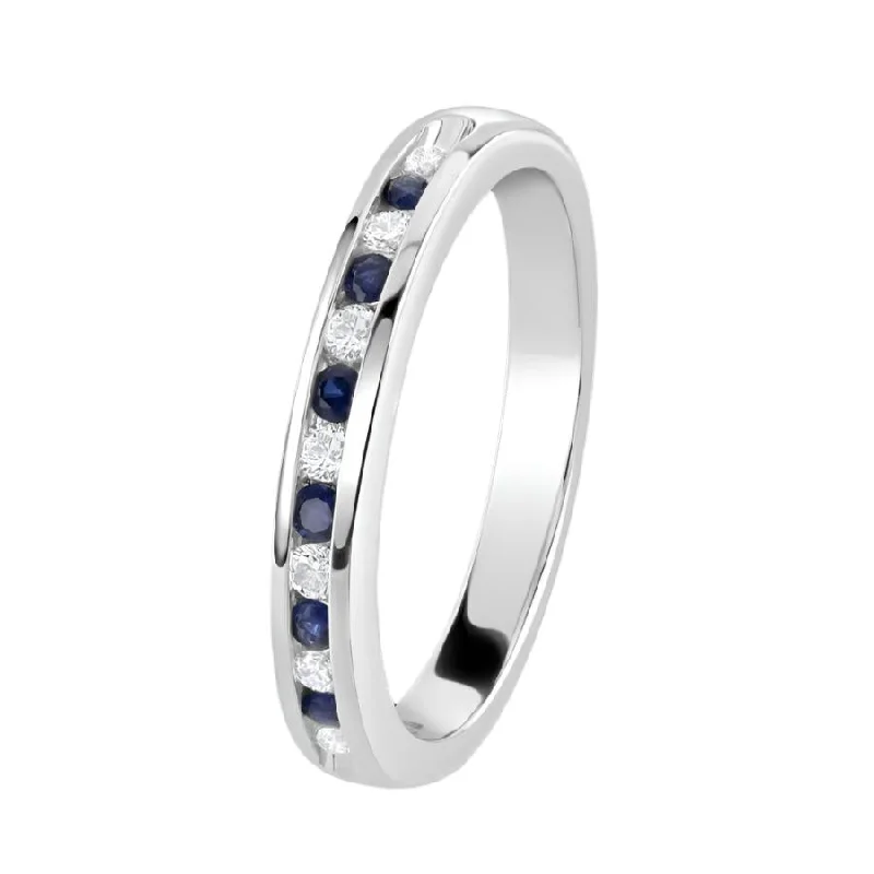 18ct White Gold Sapphire & Diamond Channel Set Eternity Band