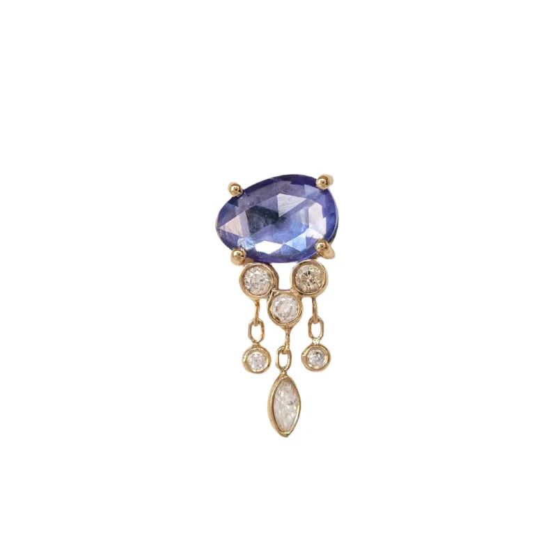 Women’s bridal earrings-Tanzanite & Diamonds Jellyfish Earring - SOLD AS A SINGLE