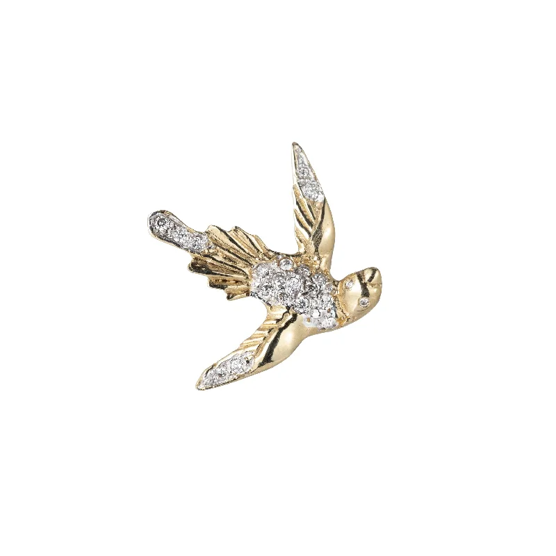 Women’s elegant drop earrings-Swallow Earring with Diamonds