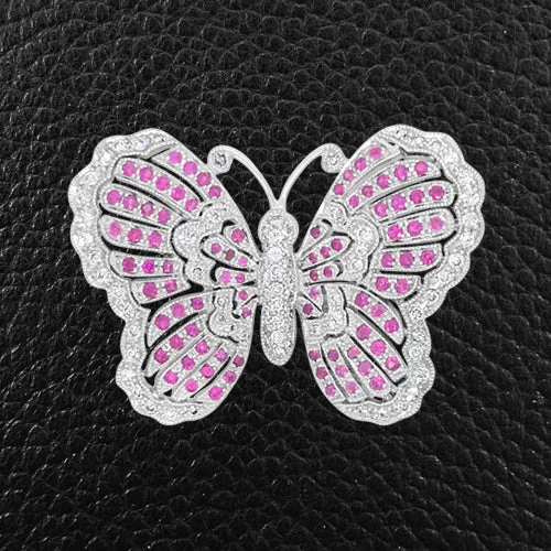 Ruby & Diamond Butterfly Pin