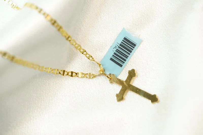 Women’s sparkling necklaces-18k Abstract Chain with Cross Pendat