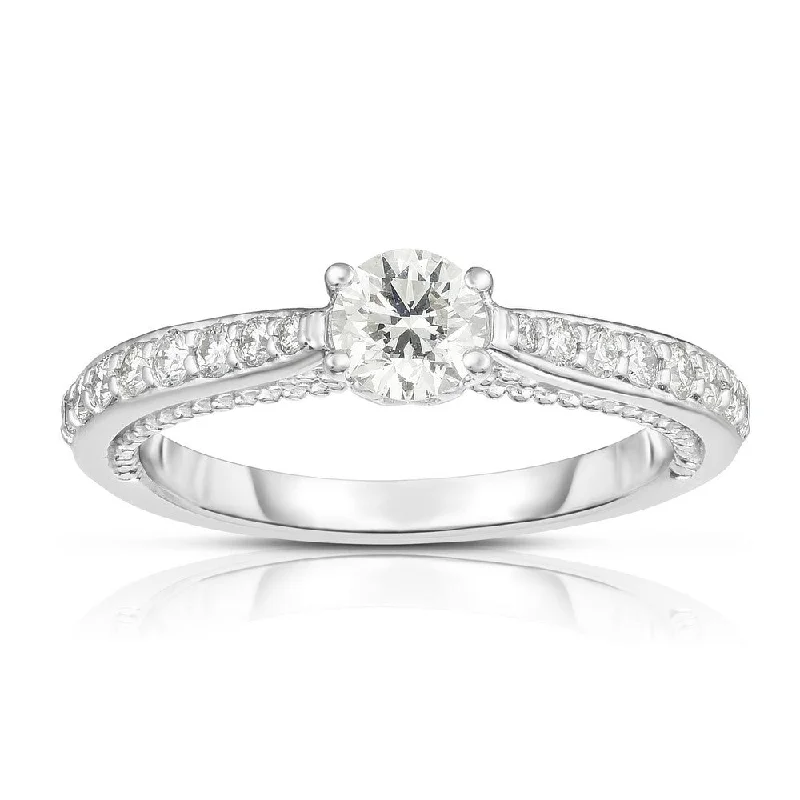 Women’s vintage solitaire engagement rings-14K WHITE GOLD DIAMOND SEMI MOUNT WITH 0.30 CARAT TOTAL WEIGHT IJ COLOR SI2 CLARITY