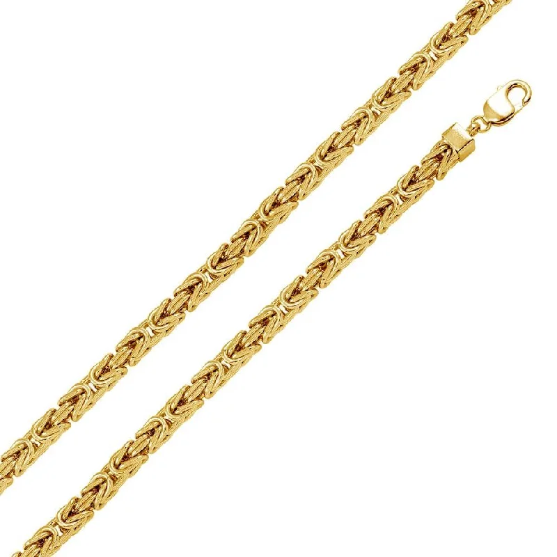 Women’s multi-strand necklaces-Gold Plated 925 Sterling Silver Hollow Byzantine Chain 7.8mm - CHHW111 GP