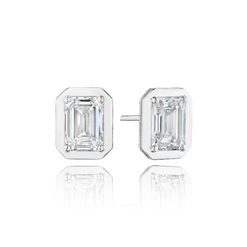 Women’s silver drop earrings-TACORI Allure | Emerald Diamond Stud Earring - 4.1ct FE823EC85X6LD