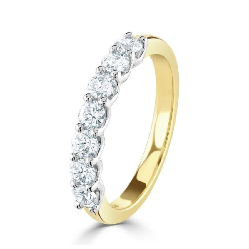 0.72ct Claw Set Round Brilliant Cut Diamond 18ct Yellow Gold Half Eternity Band