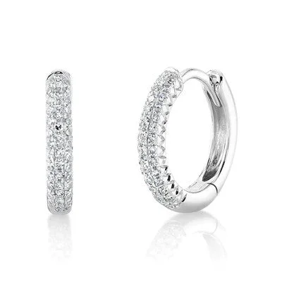 Women’s sapphire earrings-0.20CT DIAMOND PAVE HUGGIE EARRING