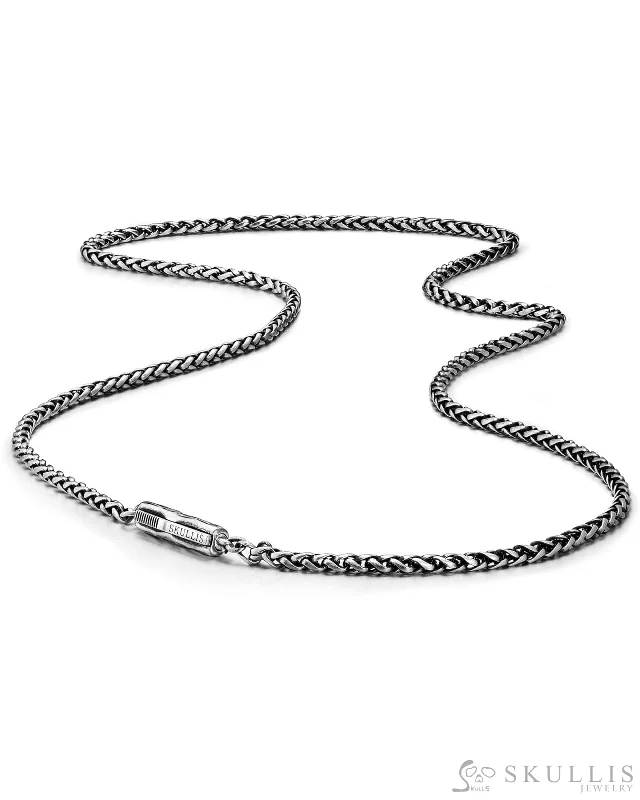 Women’s lock and key necklaces-Chopin Chain with Bayonet Clasp in Blackened Sterling Silver