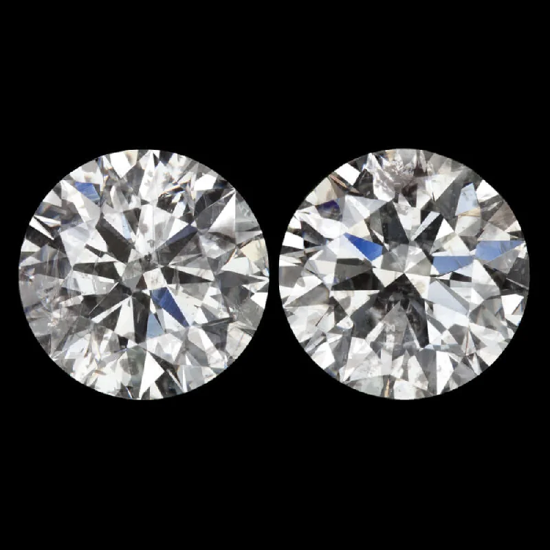 Women’s luxury gemstone earrings-2.04ct EXCELLENT ROUND CUT DIAMOND STUD EARRING MATCHING PAIR NATURAL 2 CARAT