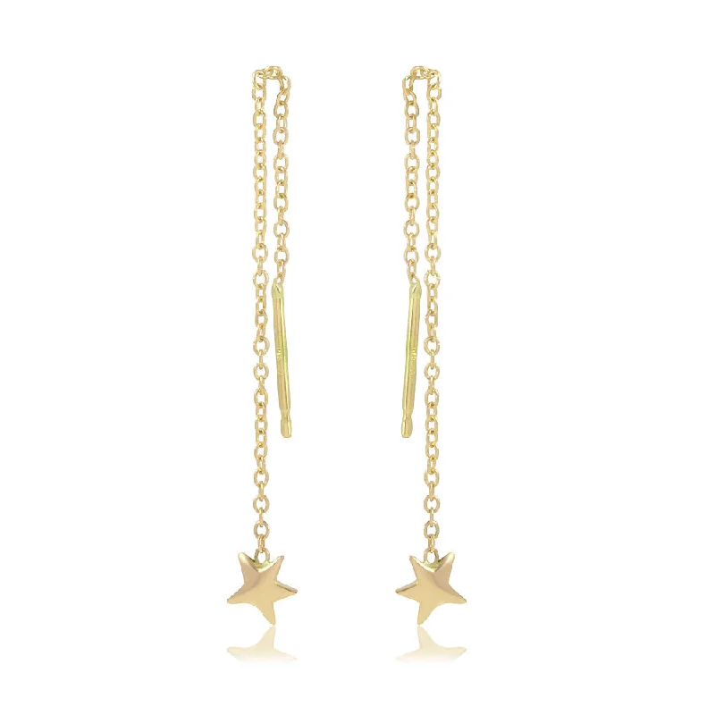 Women’s fashion chain necklaces-Star Chain Drop Earring