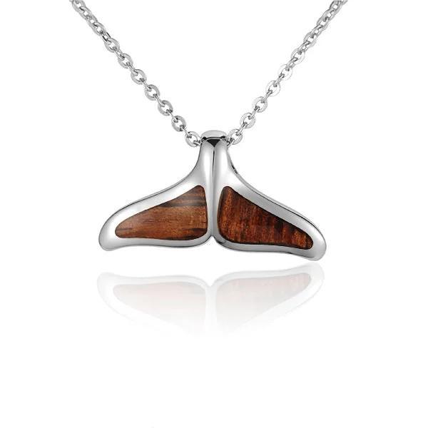 Women’s long chain necklaces-Hawaiian Jewelry Koa Wood Solid Silver Whale Tail Pendant (Chain Sold Separately)