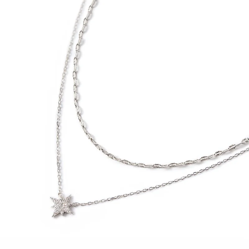 Women’s delicate necklaces-Stella Lace Chain Layered Duo