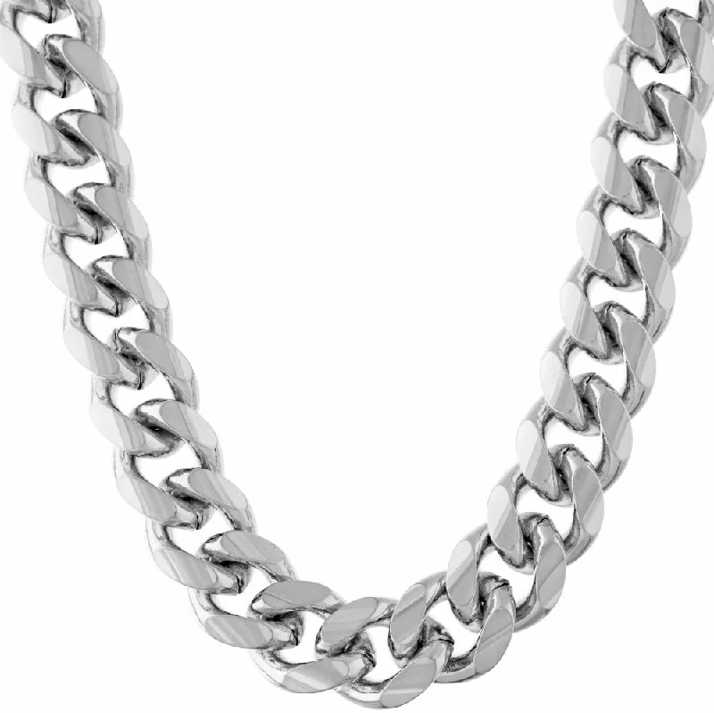 Women’s colorful necklaces-11mm Cuban Link Chain (Rhodium)